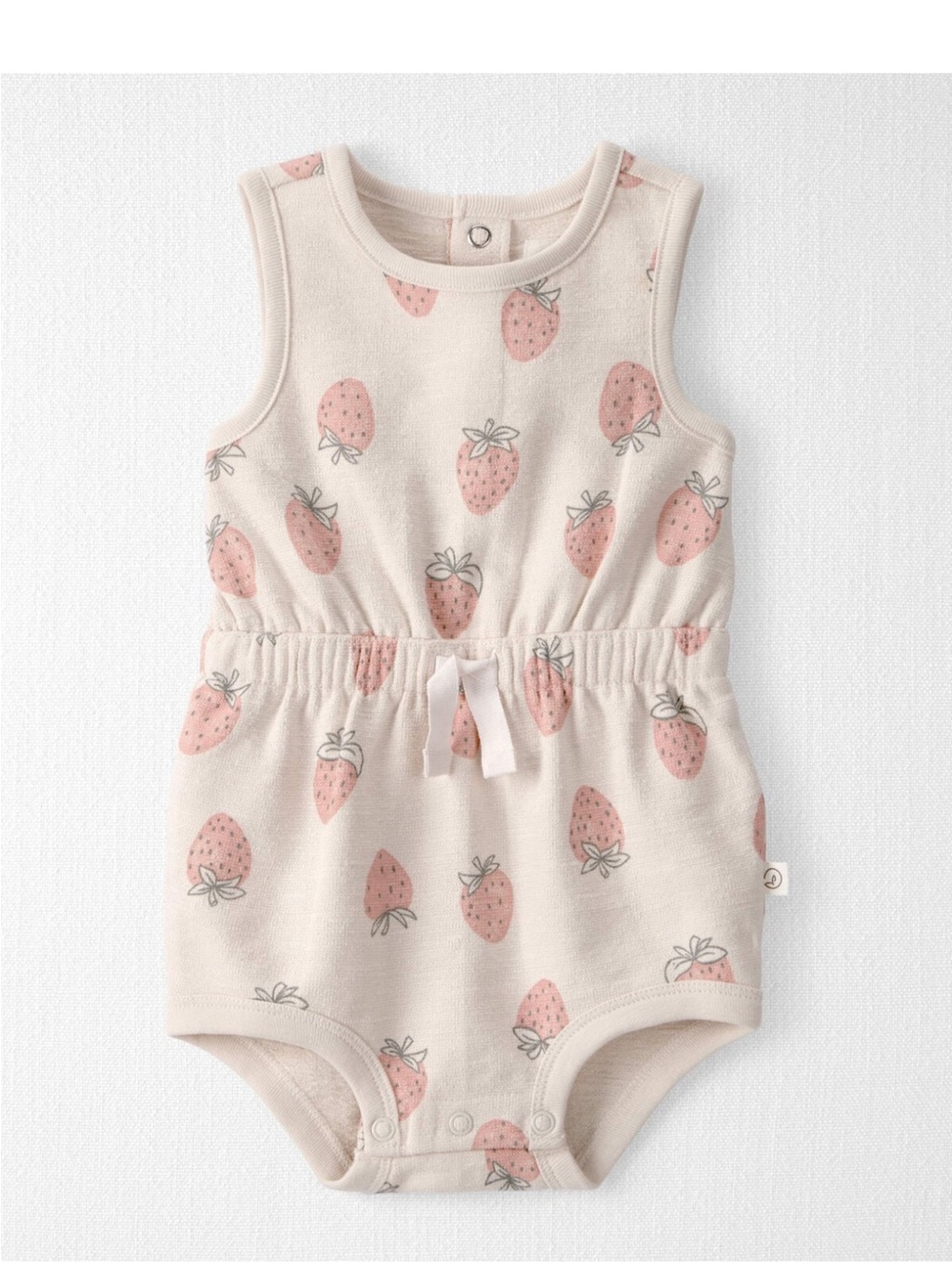 Baby Girl Organic Cotton Romper in Strawberry Print